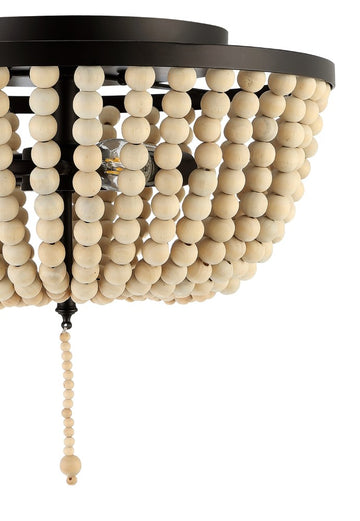 Allison 15" Wood Beaded/Metal LED Flush Mount - JONATHAN Y